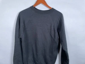 80s Tultex Blank Sweatshirt Women's Medium (XL Tag) Black Raglan Sleeve Crewneck - Picture 1 of 14
