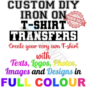 Personalised Iron-On Transfers for T-Shirt Garments | Texts, Images & Photos - Picture 1 of 13