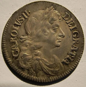 ENGLAND Charles II 1679 Fourpence or Groat - Picture 1 of 2