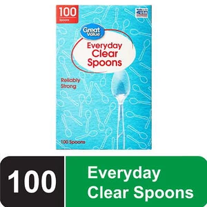 Plastic Everyday Clear Spoons, 100 Count - Picture 1 of 9