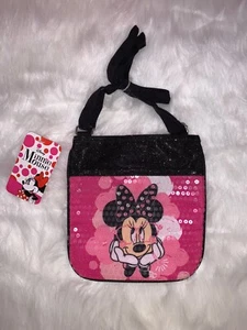 Disney Minnie Mouse Girls Handbag Pink Black Sequin Glitter Ages 3+ - Picture 1 of 7