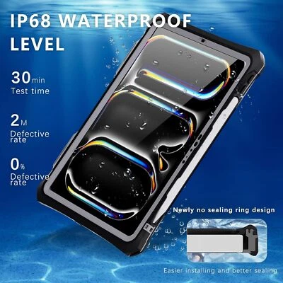 For iPad Pro 11 2024/2022/2021 Case Waterproof Drop Shockproof 360° Stand Cover - Image 1 of 4