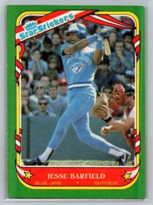 1987 Fleer Star Stickers Baseball #4 Jesse Barfield - VG - Toronto Blue Jays - Image 1 of 2