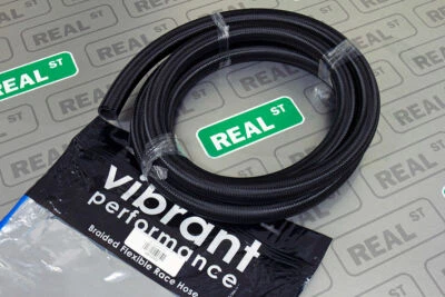 Vibrant Performance -16 AN (0.89 ID) Black Nylon Braided Flex Hose 10 Foot Roll - Image 1 of 4
