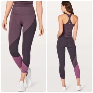 LULULEMON Wunder Under Hi-Rise Special Edition Purple Colorblock Leggings Rare 8 - Picture 1 of 8