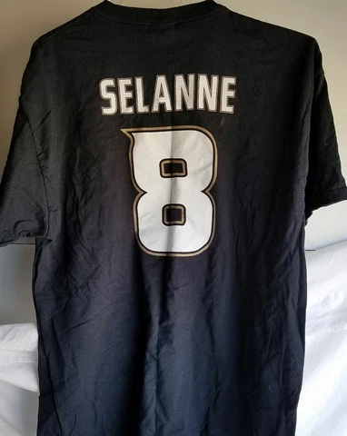 Anaheim Mighty Ducks # 8 Teemu Selanne Black Shirt Top Adult XL Used Gildan Cover