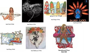 Surfing Snowboard HEAT PRESS Machine Transfer for Application on T Shirt /Fabric - Picture 1 of 9