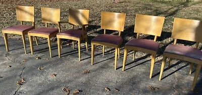 6件套Heywood Wakefield中世纪现代黄貂鱼餐椅MCM — 第 1/4 张图片