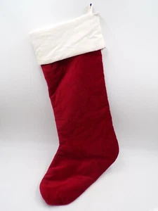Calza natalizia classica in velluto ceramiche fienile rosso avorio bracciale 24" #9076 - Foto 1 di 3