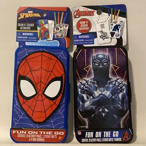 Avengers Black Panther & Spider Man Fun On The Go Color & Sticker Act Set! 2 PK! - Picture 1 of 2