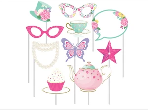 Floral Tea Party Photo Booth Props Birthday Party Decor 10 count 10" - Picture 1 of 3