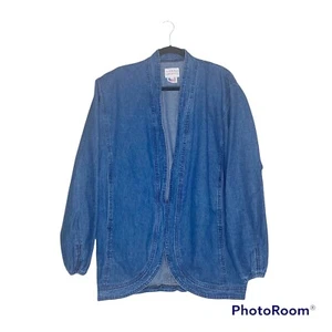 Sundance Vintage Oversized Denim Open Front Jacket Medium Wash Size Large - Picture 1 of 12
