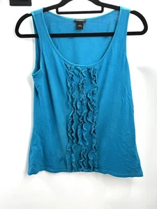 Ann Taylor Top Bluse Shirt ärmellos Torquise Rüschen Größe Medium - Bild 1 von 3