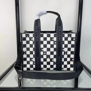 Coach Smith Checker Boat 2WAY Tote Bag Shoulder Bag CR101 Multi Women Outlet New - Picture 1 of 9