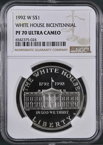 1992-W $1 White-House Commemorative Silver Dollar PCGS PF 70 UC Rare R5 144/0 Cover