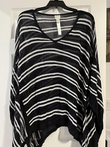 Chicos L/XL Zenergy Lightweight Knit Pullover Striped Poncho - Picture 1 of 3