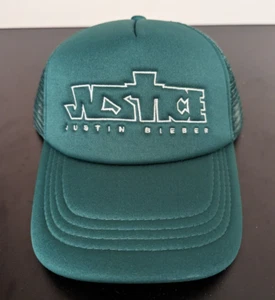 Justin Bieber Justice Trucker Hat Cap Tour Emerald Green Justice 4 Justin - New - Picture 1 of 5