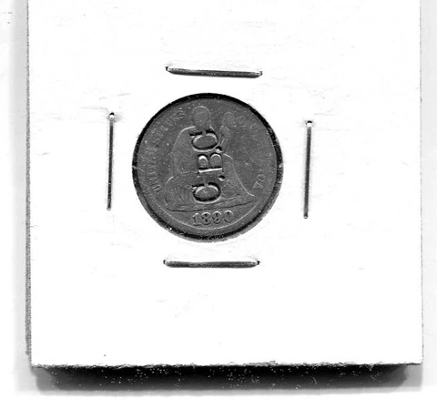 1890 S  SEATED LIBERTY US DIME WITH C. B.  C. COUNTER STAMP ON OBVERSE Cover