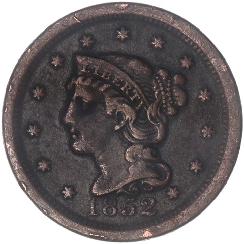 1852 (P) Braided Hair Large Cent Very Fine VF See Pics O353 Cover