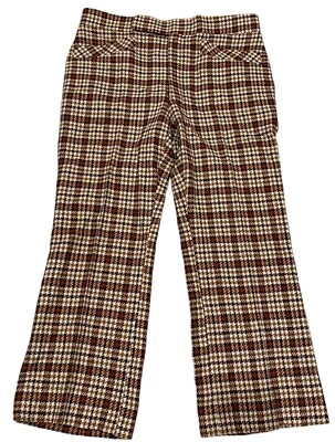 Винтажные шерстяные брюки Daks London в клетку коричневые размер 36x28 Talon 70-е - Изображение 1 из 4