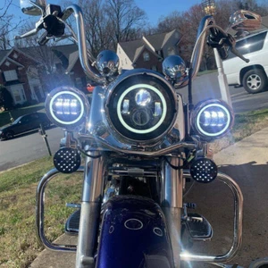 7" LED DRL US Headlight 4.5" Fog Lights for Harley Motorcycle Street Glide SET - Picture 1 of 12