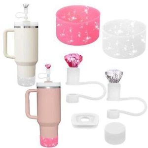 6PCS Cup Accessories Set for Stanley Cup Diamond Straw Topper 40/30 OZ Silicone - Picture 1 of 8