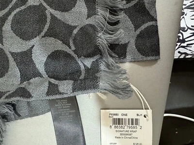 Envoltura Coach F83650 Signature negra/gris nueva con etiquetas Foto 1 de 4