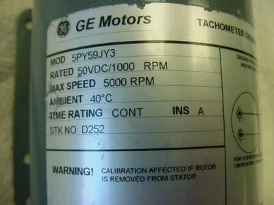 New Surplus General Electric Tachometer, 5PY59JY3, 50VDC,BASE MOUNT Stock # D252 - Image 1 of 3