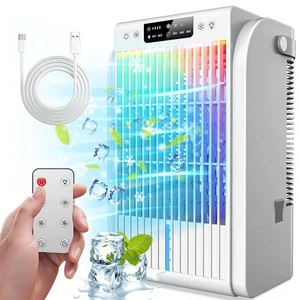 Tragbare Klimaanlagen Ventilator, KI Tragbares Klimagerät mit 1500ML Wassertank, 4 Zoll... - Bild 1 von 8