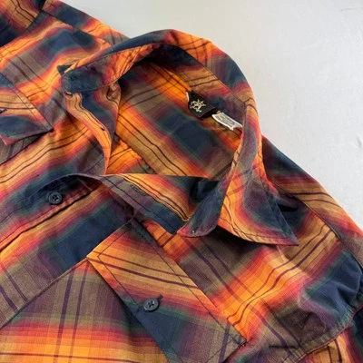 Red Ape Plaid Orange Black Button Down Shirt Men’s size 3X Casual  - Image 1 of 4