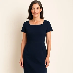 Ann Taylor Size 10r Navy Cotton Blend Sheath Office Chic Day to Night Classic - Picture 1 of 8