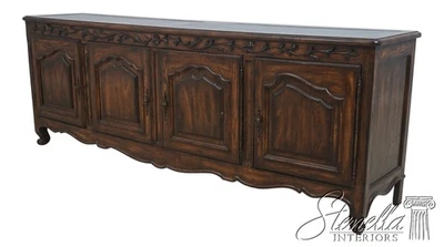70106: Quality French Carved Distressed Oak Sideboard Cabinet - Image 1 of 4