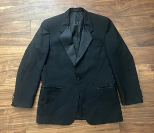 Vtg Givenchy  Men’s Black Wool  Tuxedo Blazer Suit Single Button Jacket 40? - Picture 1 of 12