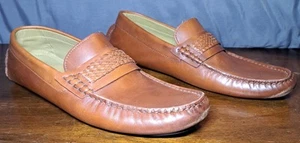 Vince Camuto Brown Leather Slip On Moccasin Driving Loafers VY-ELLYOT Men’s 10.5 - Picture 1 of 8
