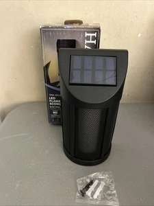 Hampton Bay Exterior Solar Wall Lantern Matte Black W Flicker Flame Effect - Picture 1 of 12