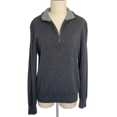 Neiman Marcus Nano Cashmere Gray 1/4 Zipper Sweater Medium - Image 1 of 4
