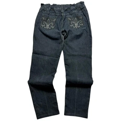 Vintage Y2K Jeans Embroidered Slim Fit Straight Leg Women's Blue Denim 32x29 - Image 1 of 4