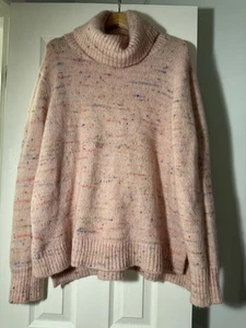Banana Republic Turtleneck Sweater Pink Alpaca Wool Speckled Oversized Cozy Soft - Picture 1 of 7