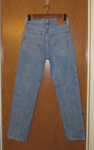 Levis 501 Button Fly Wms Sz 25 x 29 High Rise Big E Stretch Denim Jeans - Picture 1 of 12