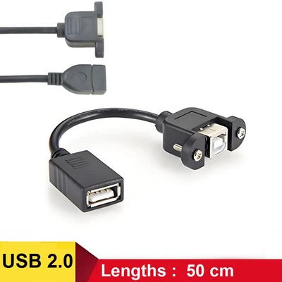 USB 2.0 A-Female to B - Female Printer Extension Cable With Panel Mount 50cm- - Image 1 of 4