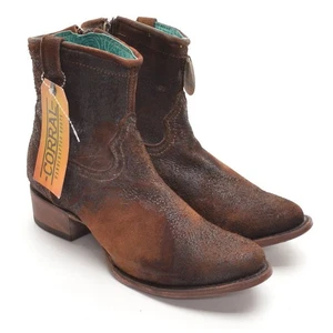 Ladies Corral C1064 Cowboy Booties 11 M Chocolate Tan Lamb Zip Boots Shoes New - Picture 1 of 7