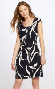 Nic+Zoe Iris Twist Dress Size M Navy White Print NWT Sleeveless Summer Casual - Picture 1 of 5