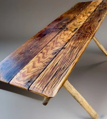 "Banco de roble antiguo hecho a mano 37""x12""x18""" Foto 1 de 4