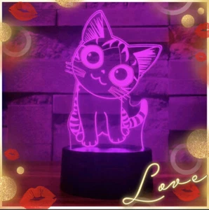 Cat 3D LED Night Light, Optical Illusion Lamp 7 Colors Birthday Anniversary Gift - Picture 1 of 5