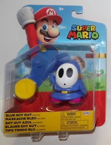 Super Mario BLUE SHY GUY con moneda 4" figura de acción Jakks 2024 NUEVO - Imagen 1 de 9