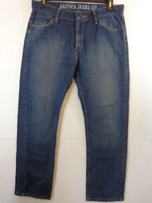 Pantalones de mezclilla Nautica para hombre 34 X 30 azul calce recto algodón desgastado tiro medio Foto 1 de 4