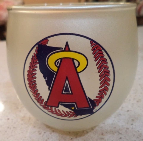 Vintage California Los Angeles Angels Glass Candle Holder Cover