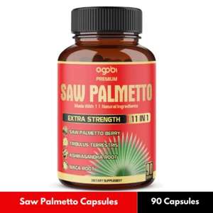 Saw Palmetto 5300mg- Ashwagandha Turmeric Prostate Support 90 Caps for 3 Months  - Picture 1 of 5
