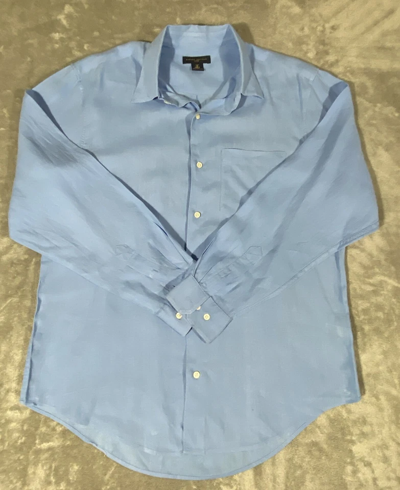 Banana Republic Dress Shirt Men’s Medium 100% Linen Long Sleeve Blue - Image 1 of 4
