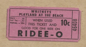 Vintage Ridee-0 10 Cent Ticket Whitneys Playland at the Beach San Francisco - Picture 1 of 2